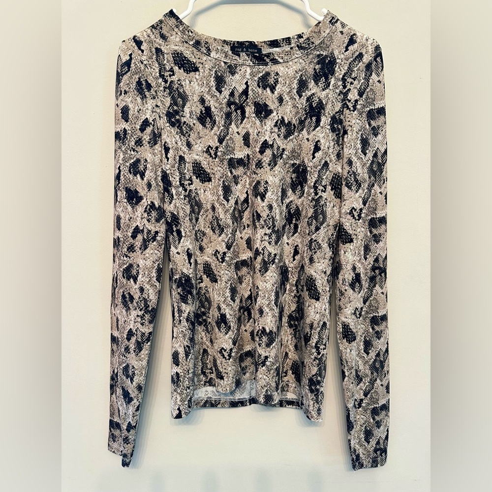 Rag & Bone Black And Cream Patterned Blouse Small - image 1